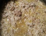 A picture of step 1 of Hamburger and Rice.