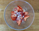 A picture of step 1 of Eggy bread with strawberries and maple syrup.