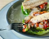 A picture of step 3 of Tudela Lettuce Hearts with Escalivada and Mackerel.