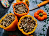 PIMIENTOS AMARILLOS, 🌶️🌶️con Relleno Árabe con Berenjenas🍆🍆 y Arroz...!