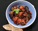 A picture of step 7 of Lauki red amaranth dry sabzi.