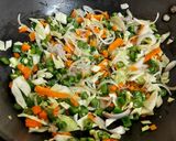 A picture of step 6 of Schezwan fried rice.