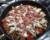 Une image de l'étape 11 de Flan d'endives caramélisées aux tomates, poivron, jambon cru et fromage frais.