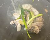 A picture of step 2 of Chicken Soup with Preserved Winter Melon, Shiitake Mushrooms, and Bamboo Shoots.