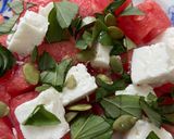 A picture of step 3 of Simplest watermelon and feta salad.
