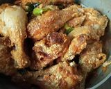 A picture of step 3 of Chicken 65.