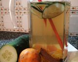 Foto del paso 1 de la receta: Agua saborizada de pepino, canela, naranja y jengibre