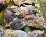 A picture of step 7 of Tarragon Chicken Thighs with Veggies 😁😁😁.