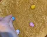 A picture of step 5 of Easter egg cookie on the pan.