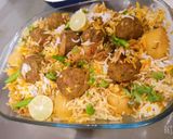 A picture of step 5 of Kofta biryani.