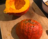 A picture of step 2 of Tray bake pumpkin & chicken thighs topped with roast pumpkin seeds.