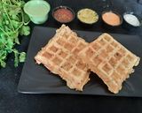A picture of step 3 of Oats Besan savory waffles.