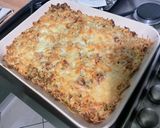A picture of step 14 of Gratin with Orzo, Sausages, Mushrooms, and Emmental Cheese.