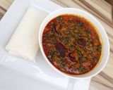 A picture of step 9 of Tuwon Shinkafa (Mashed Rice) and Groundnut Soup (Miyan Gyada).