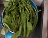 A picture of step 1 of Palak paneer (No onion, No garlic).