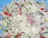 A picture of step 4 of Chinese cabbage salad garnish wt beetroot.