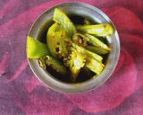 A picture of step 5 of Green chilli pickle.