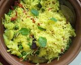 A picture of step 2 of Mint pulav.