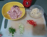 Foto langkah ke 2 dari resep Tim tahu ayam cincang.