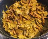 Une image de l'étape 10 de Sot l’y laisse aux girolles,oignon de roscoff et crème de curcuma.