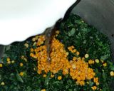 A picture of step 3 of Green Amarnath leaves sabzi.