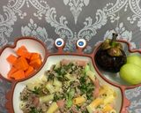 Hình bước làm 3 của món Nui xào bò phiên bản bé ăn dặm