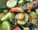 A picture of step 3 of Seaweed Cucumber Tomato and Okra Salad with Mustard Dressing.