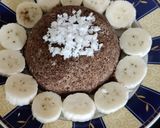 A picture of step 6 of Ragi Puttu with coconut milk.
