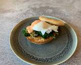Poached egg on sriracha mayo, Toasted bagel and Korean spinach recipe step 4 photo