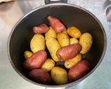 Une image de l'étape 1 de Salade de pommes de terre, chou blanc, oignon rouge et feta.