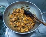 A picture of step 2 of Harey Bharey Jhinge or Prawns with Amaranthus Leaves.