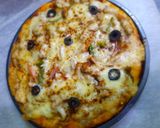 A picture of step 7 of Chicken fajita pizza 🍕🍕.