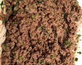 A picture of step 2 of Lahm bi Ajeen (Tripoli-Style Meat Pies).