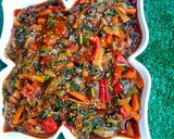 A picture of step 9 of Alkubus with vegetable soup.