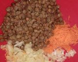 Foto del paso 3 de la receta: Arroz frito con albóndigas de zapallo, avena y lentejas