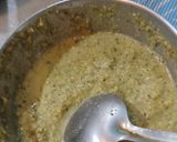 A picture of step 2 of #TR#Vegetable Uttappam with gunpowder spread side dish narial and onion chutney.