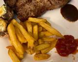 Dinner for 2 date night Grilled steak, wt (grilled banana)stuffed spinach mushrooms and fries recipe step 7 photo