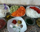 Foto del paso 1 de la receta: Mini mhancha salada con verduras y carne picada