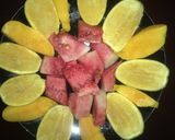 A picture of step 1 of Iftar friuts🍉🍋🍊.