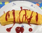 A picture of step 10 of Japanese Omurice! *Rice with Omelette*.