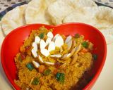 A picture of step 5 of Suji Halwa with Poori.