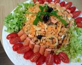 Foto del paso 5 de la receta: Ensalada rápida de salchichas y garbanzos con mayonesa de albahaca