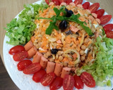 Foto del paso 5 de la receta: Ensalada rápida de salchichas y garbanzos con mayonesa de albahaca