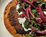 A picture of step 6 of Smashed Beef Pita with Tzatziki & Sumac Salad.