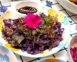 Hình bước làm 3 của món Bắp cải tím xào gan heo