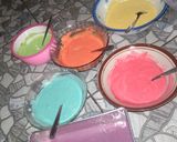 Foto langkah ke 4 dari resep Rainbow cake kukus ny.liem with buttercream chesee😋 (lembut).
