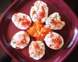 A picture of step 1 of Boiled eggs with veggie toppings.