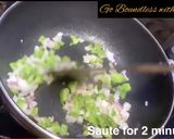 A picture of step 2 of Cheesy Bun Masala.