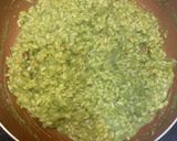 A picture of step 8 of Vishal’s pesto risotto.