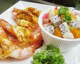 รูปขั้นตอนการทำที่ 3 ของ กุ้งย่างกับซัลซ่าผลไม้